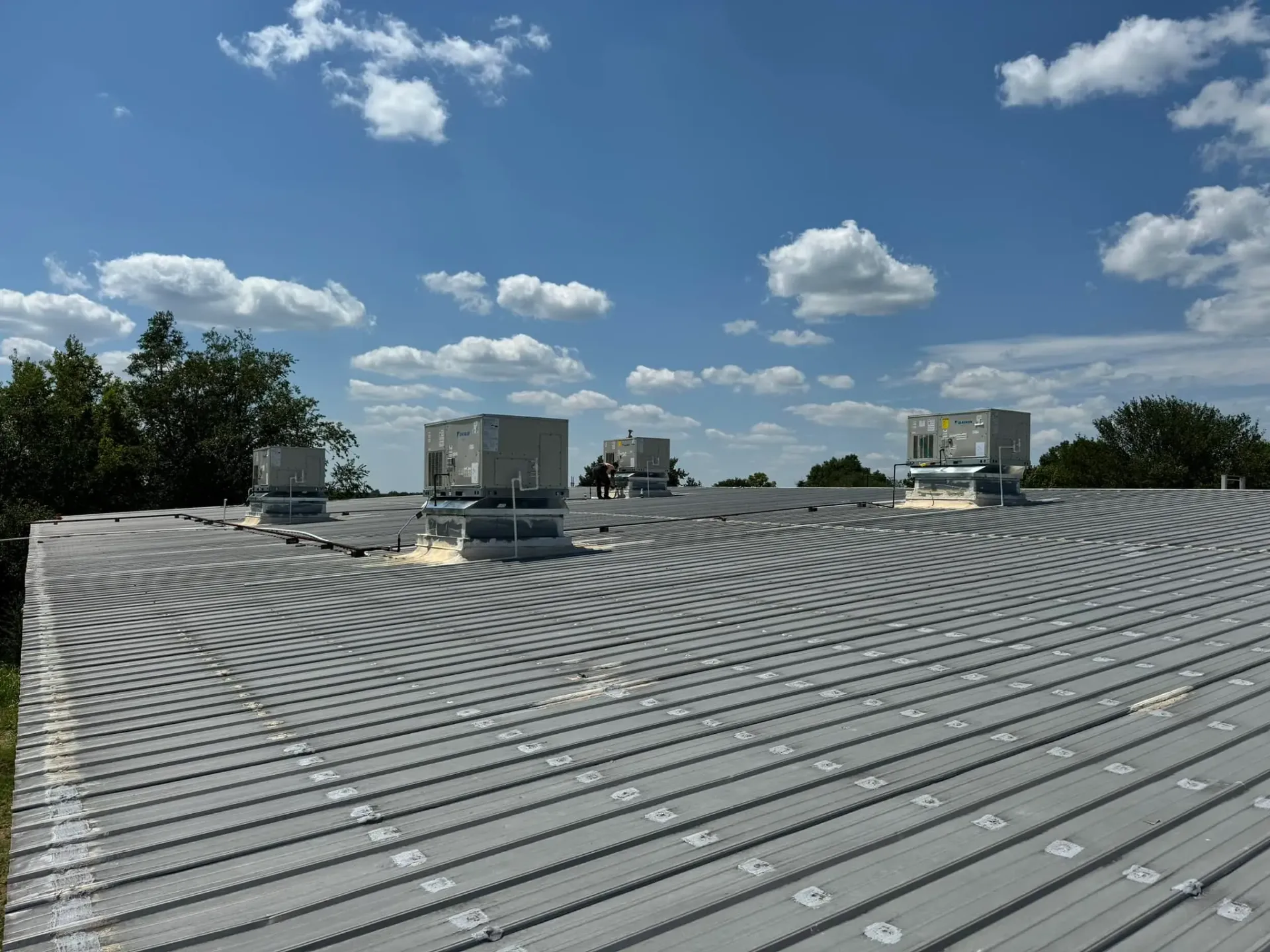Commercial rooftop HVAC ventilation units for air exchange and fresh air intake