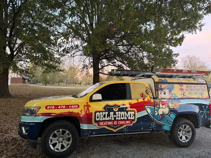 Okla-Home service truck ready to provide ventilation services throughout Tulsa area